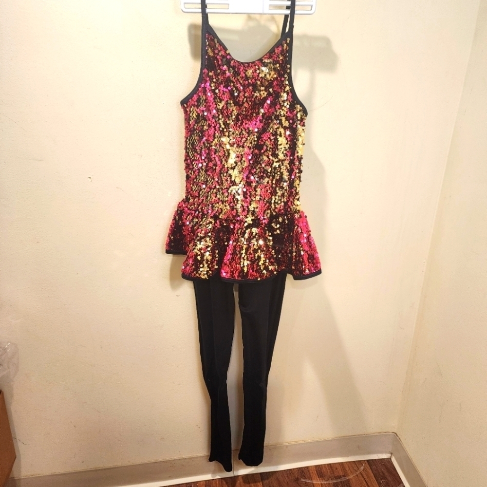 WEISSMAN one Piece sequins Dance Costume Jumpsuit size S